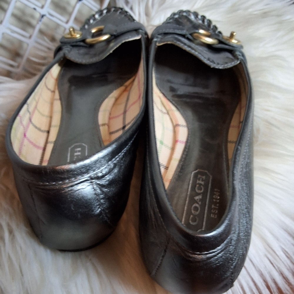 Coach pewter leather kisslock flats 7.5 - Picture 4 of 10